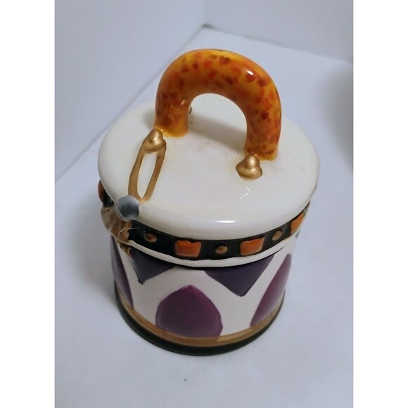 DAVIDS COOKIES PURPLE PASSION HANDBAG CERAMIC COOKIE JAR W MATICHING TREAT JAR - Picture 9 of 10
